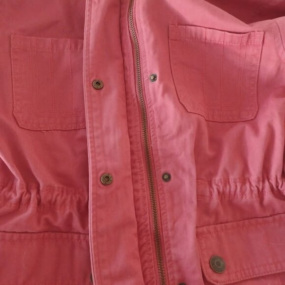 Prince & Fox Women’s M Coral Pink Utility Anorak Jacket Hooded Cotton Zip - Picture 5 of 9